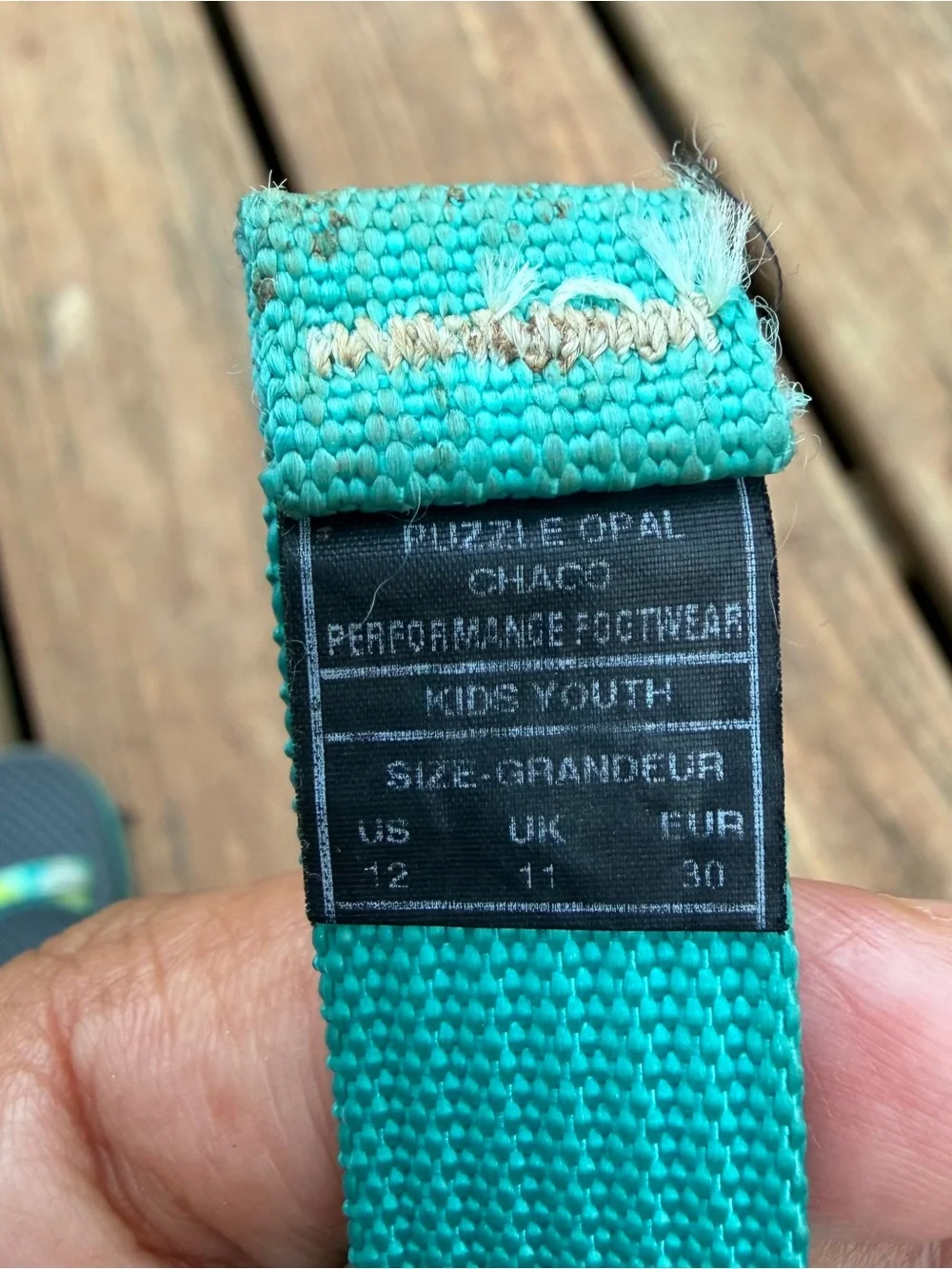 Chaco Z/1 Ecotread Kids Youth Size 12 Sport Hiking Water Sandals Blue Green